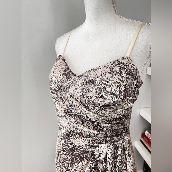 Oleg Cassini sequin snake skin print mini dress size 6 - Picture 12 of 14